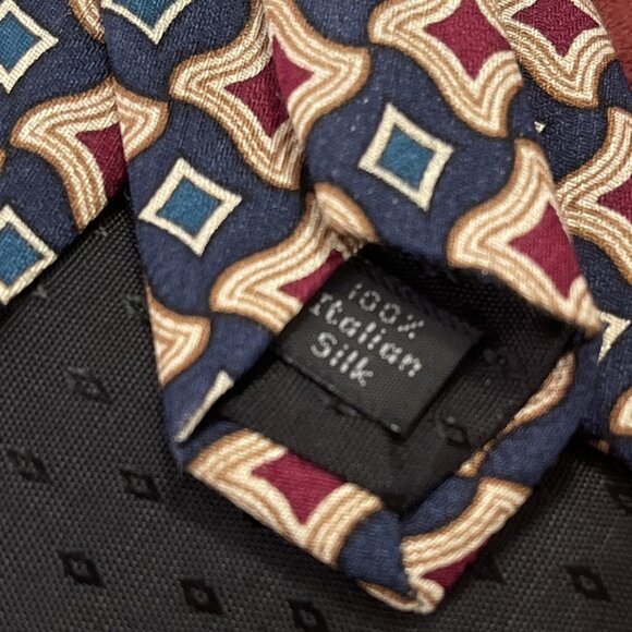 Villa Bugatti Mens 100% Italian Silk Necktie Tie Abstract Multicolor Blue Red Gr - Picture 5 of 8